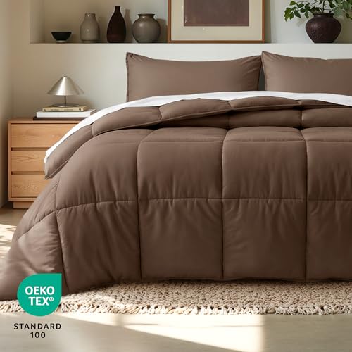Image of Bare Home Comforter Set - Full Size - Ultra-Soft - Goose Down Alternative - Premium 1800 Series - All Season Warmth (Full, Cocoa)