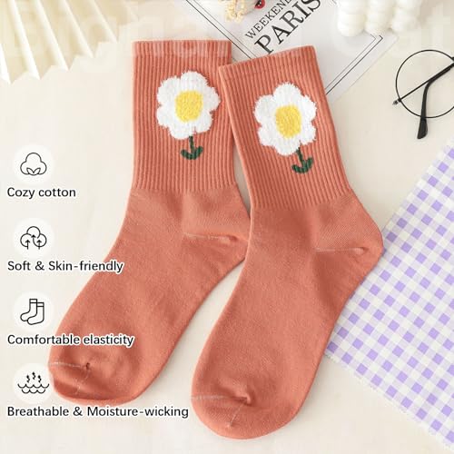 Image of IIG Womens Novelty Cotton Crew Socks Cute Animals Socks Fun Flower Socks (fit women's shoe size 5-9)
