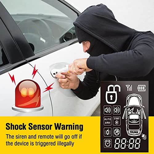 Acteam 2 Way Car Security With Remote Start Car Alarm System With Big Lcd Display Remote Starter Turbo Timer Mode Shock Warning 1500M Long Remote Range Dc12V thumb #3