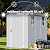 Devoko 4×8 FT Resin Storage Shed with Floor, Garden Plastic Outdoor Shed with Window and Lockable Door, Waterproof Outside Tool shed for Backyard Patio, Light Grey