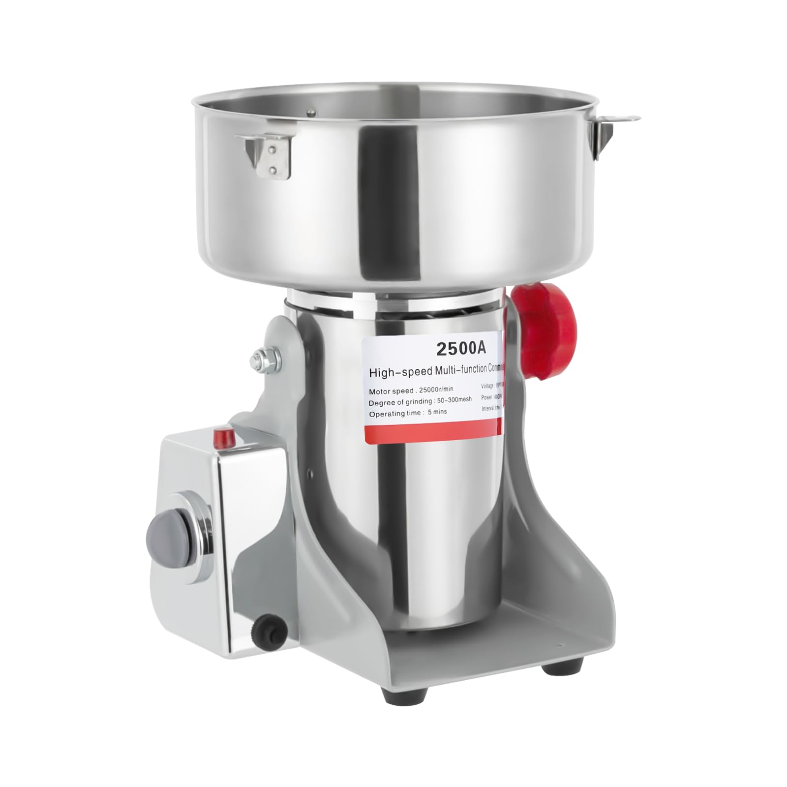 FONSOLUM Swing Electric Grain Mill Grinder 2500g, High-speed Commercial Spice Grinding Machine with Timer, Stainless Steel Superfine Powder Grinder Dry Cereals Pulverizer, 32000rpm 4500W 110V