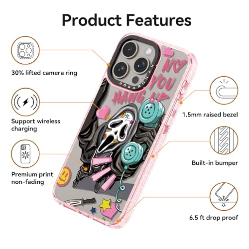 Coque iPhone 15 Pro antichoc évite cassure squelette rose - 4