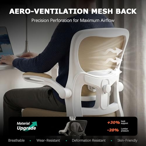Image of AreShark Office Chair Ergonomic Desk Chairs with Adjustable Lumbar Support, High Back Breathable Mesh Chair with Wheels& Flip-up Armrests,Rolling Swivel Comfy Task Computer Chair for Home Work Gaming