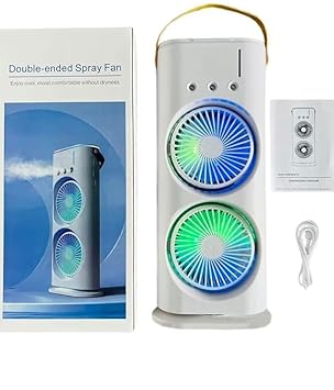 HEERA PLUS Rechargeable Double Ended Spray Fan USB Portable Cooling Fan with Remote Rotatable Mini Cooler Mist Humidifier Cooling Air Cooler for Home Office Bedroom Kitchen Travel - image, photos