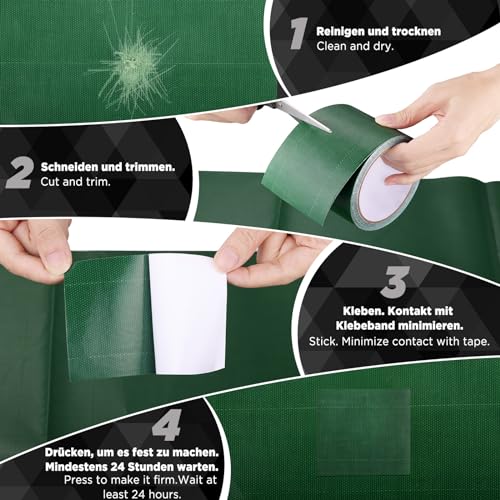 ecooe PVC Taśma plandekowa, taśma naprawcza 5M x 8CM, wodoodporna taśma do namiotu, parasola, pawilonu, plandeki, plandeki do ciężarówki, markizy, markizy, taśma do naprawy namiotu zielony