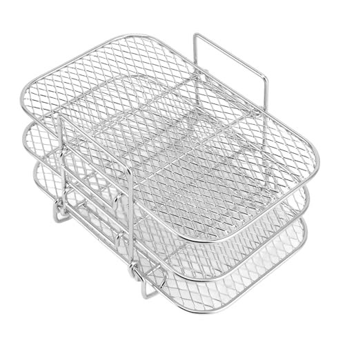 Multifunctional Fryer Rack Accessories, 3 Stackable Racks Air Fryer Stainless Steel Stand Compatible with Pot, Cosori, Airfryer for Dehydrating Fruit, Meat, Jerky