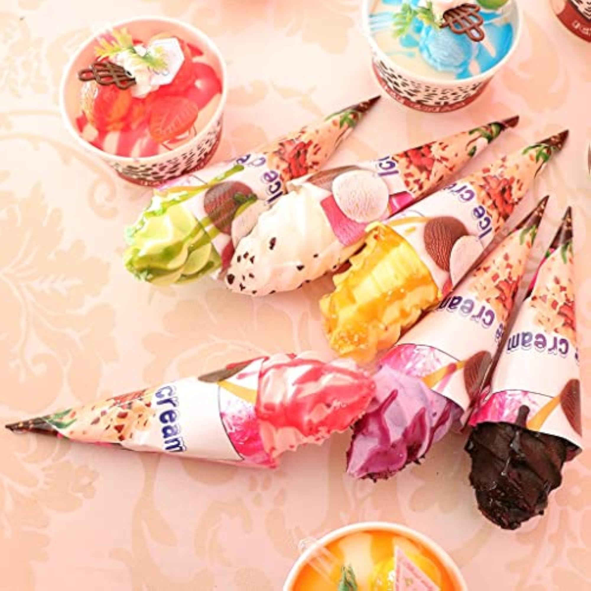Artificial Ice Cream Cone Simulation Dessert, 6Pcs Set