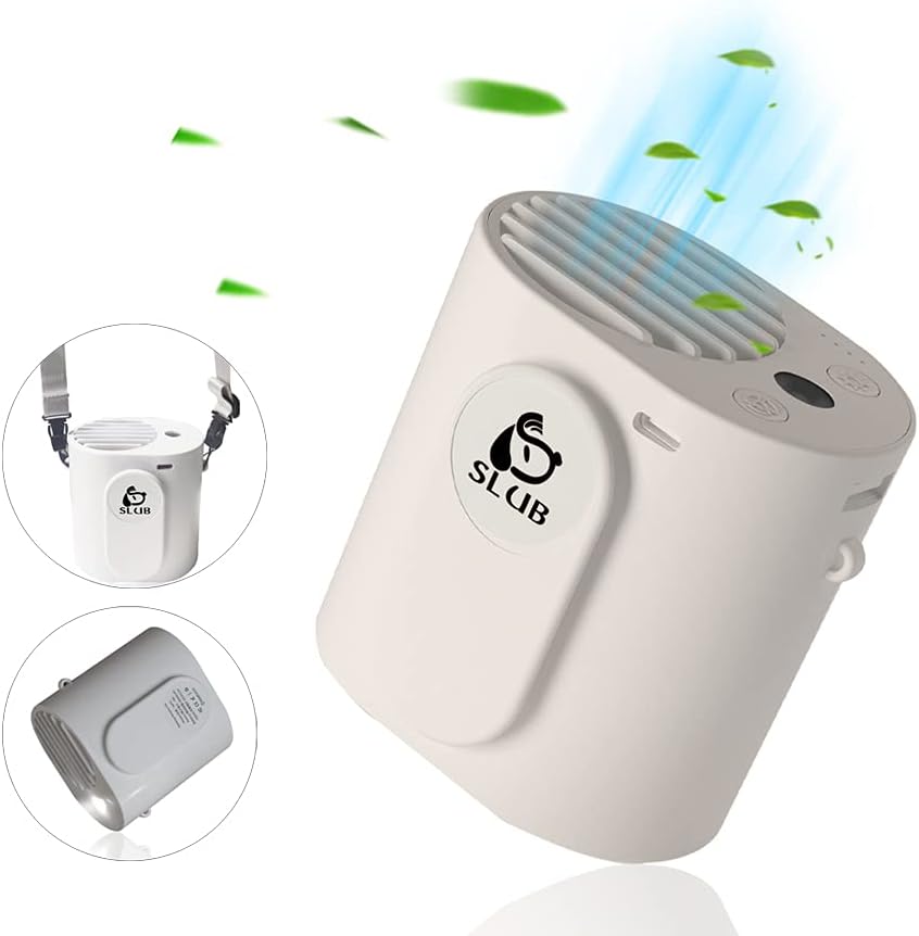 明誠 ベルトファン 携帯扇風機 ジェットファン 腰ベルト扇風機 ファン 9600mAh大容量 USB充電式 静音 首掛け用ストラップ付き 腰掛け扇風機 両手解放 屋外作業に適用 熱中症対策 ホワイト