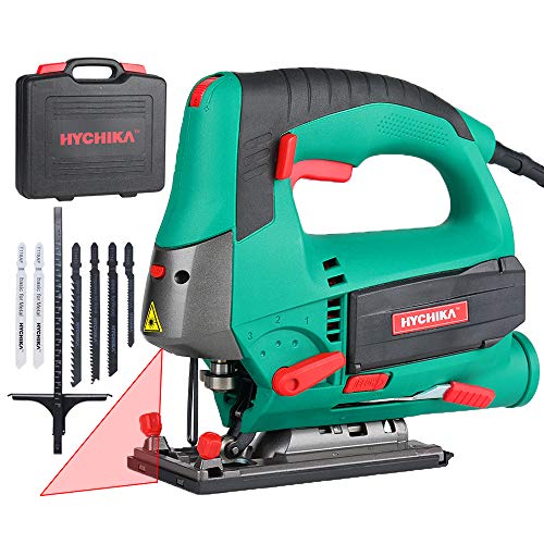 Jigsaw, 6.7A 800W HYCHIKA Jig Saw 800-3000SPM with 6 Variable Speeds, 4 Orbital