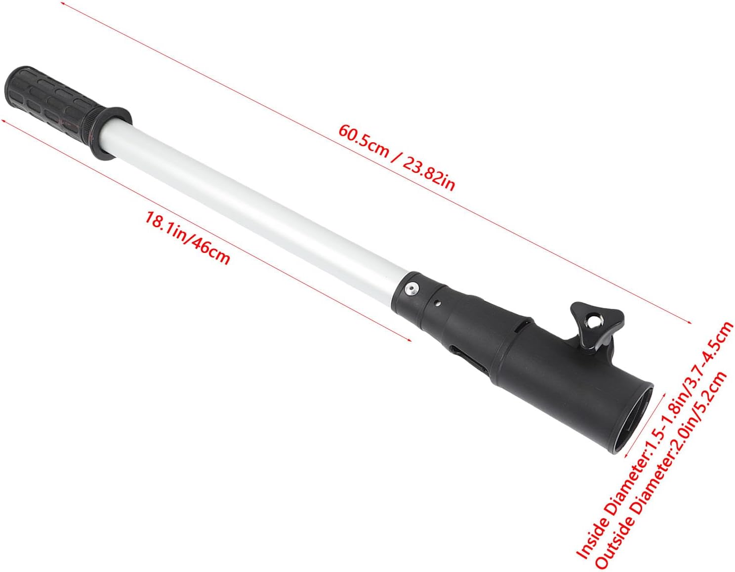 FOSA Tiller Extension Handle, Tiller Handle Extension Outboard Motor Extension 18.11in, Aluminum Shaft with Non Slip Rubber Grip for Most Outboard Motors Boats Kayaks
