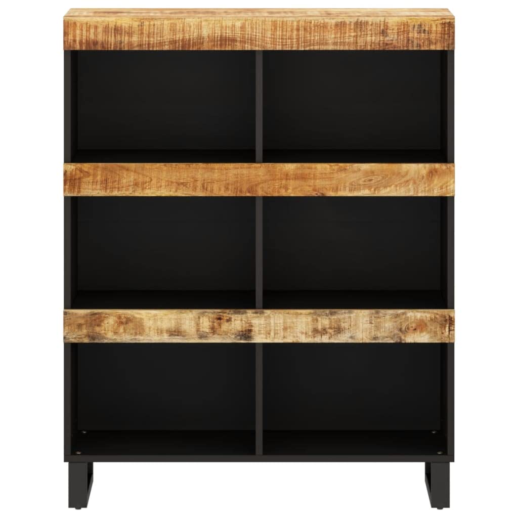 Szafka dostawiana 85 x 33 x 107 cm, lite drewno, styl mango, industrialny styl z wytrzymałym blatem i żelaznymi nogami, zapewnia miejsce do przechowywania i stabilność