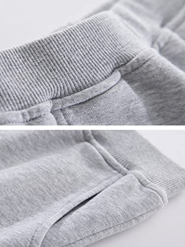 Gfqlong Toddler Baby Boys 2 Pack Cotton Active Jogger Pants,Kids Casual Athletic Sweatpants Solid Pocket Bottoms,Black+Grey 3-4T #TOP3