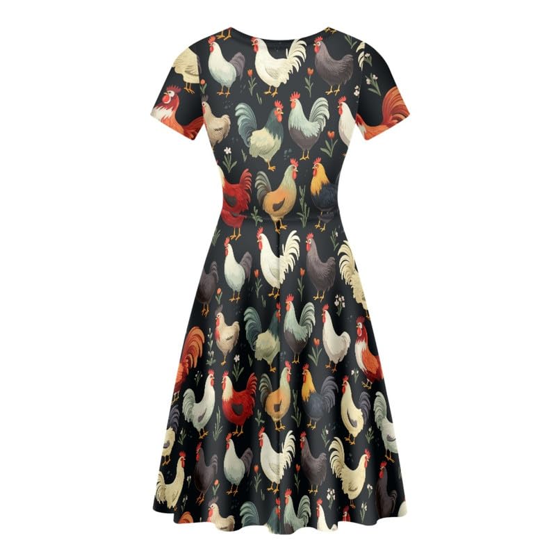 Image of Irisjudy T Shirt Dress for Women Short Sleeve Girls Short Sleeve Dress Plus Size, O Neck Knee Length Midi Dress for Ladies