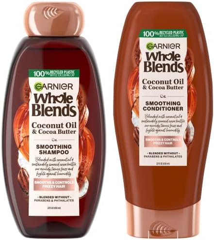 Whole Blends Smoothing Shampoo and Conditioner Set, Coconut Oil & Cocoa Butter for Frizzy Hair, Provides Up to 24HRs of Frizz & Humidity Control & Smoothness, Vegan Formula, 44 Fl Oz Set
