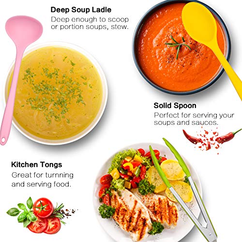 Silicone Cooking Utensil Set, Taiker Kitchen Cooking Utensils Set, Non-stick & Heat Resistant Silicone Cookware, BPA Free Non-Toxic Cooking Utensils, Kitchen Tools (Multi-colored)