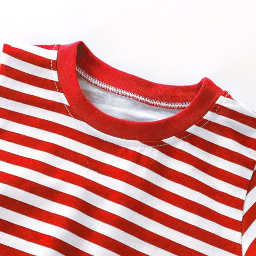 Toddler Boys Girls Cotton Shirt Striped Color Block Short Sleeve T Shirts 2-10 Years Kids Casual Crewneck Cute Tops3