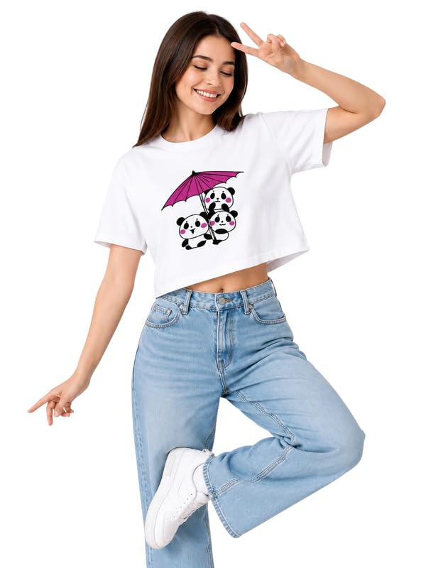 Women’s Printed Crop Top for Women | Girls T Shirt | Round Neck Cotton Short Sleeve Graphic Printed Casual Women T Shirt | Stylish T-Shirt for Girls Crop Top