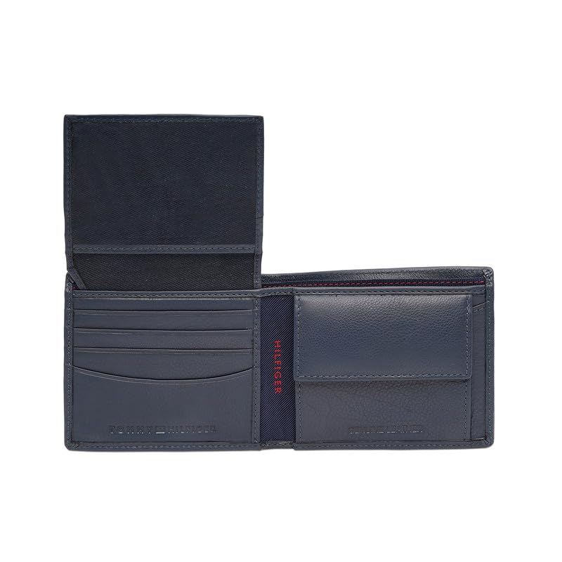 Image of Tommy Hilfiger Men's Leather Wallet Glasgow - Navy | Pebbled Texture | Multicard & Coin Utility | Stylish Purse for Men