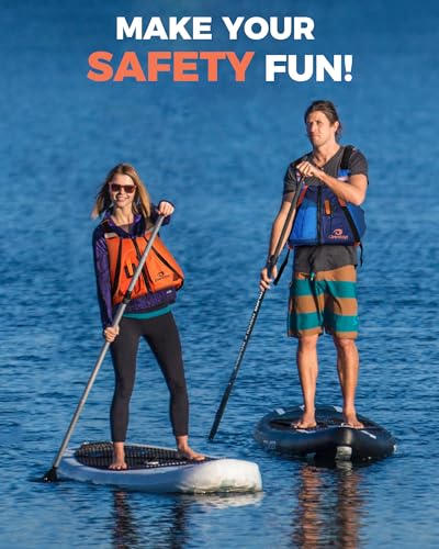 Owntop Swim Vest for Adult, Paddle Sports Swim Jackets with Adjustable Safety Strap, Premium Buoyancy Men Women Float Swim Vests for Kayaking Surfing Boating (Orange, M/L) - image 5
