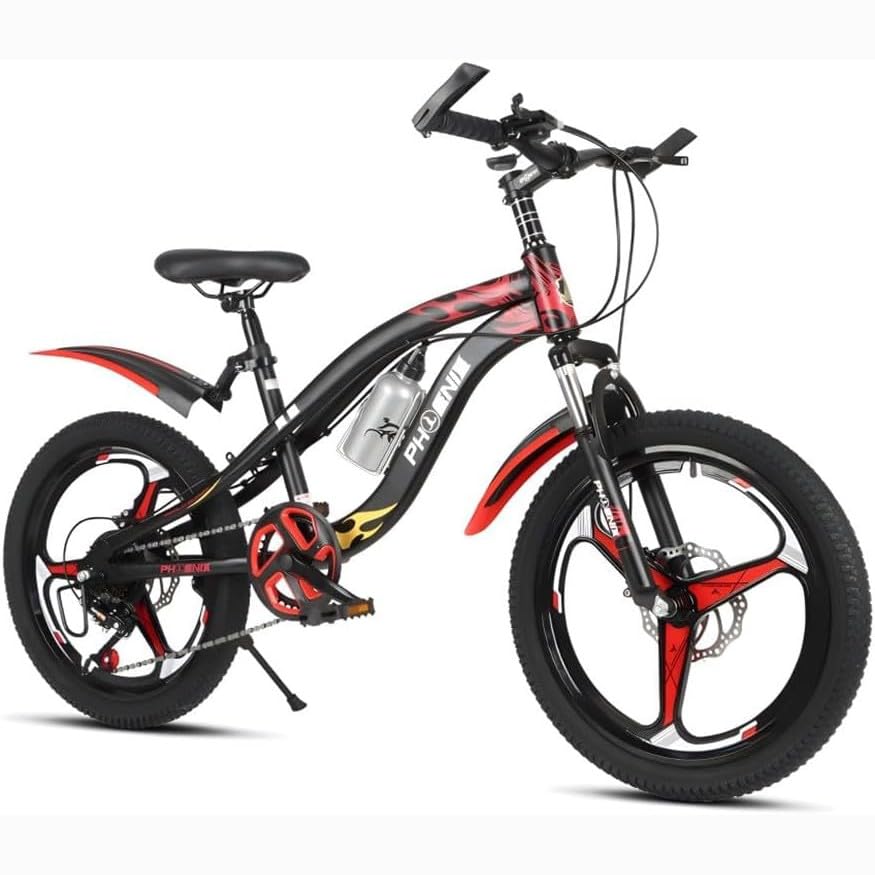 Wmmner Bicicleta de Montaña de 22 Pulgadas para Niños, 7 Velocidades, Cuadro de Acero Al Carbono, Apta para Niños Y Niñas, Capacidad de Carga de 150 Kg/B/20 Pulgadas