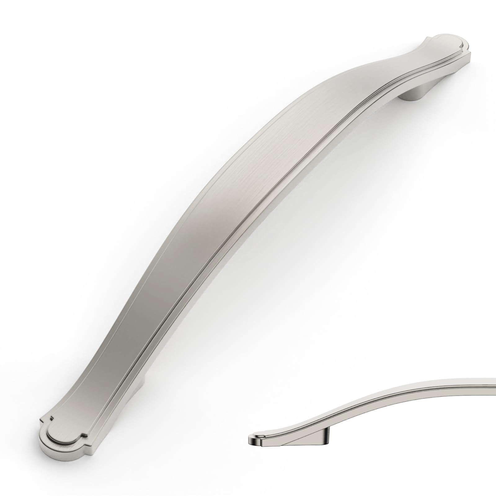 Amerdeco 10 Pack Brushed Satin Nickel Cabinet Pulls 5 Inch(128mm) Hole Center Drawer Pulls Cabinet Hardware Kitchen Cabinet Handles for Bathroom