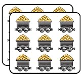 18 Pcs Cute Vintage Retro Mine Cart Cartoon with Gold 2' Stickers Decals Laptop Notebook Phone Waterproof Vinyl Trendy