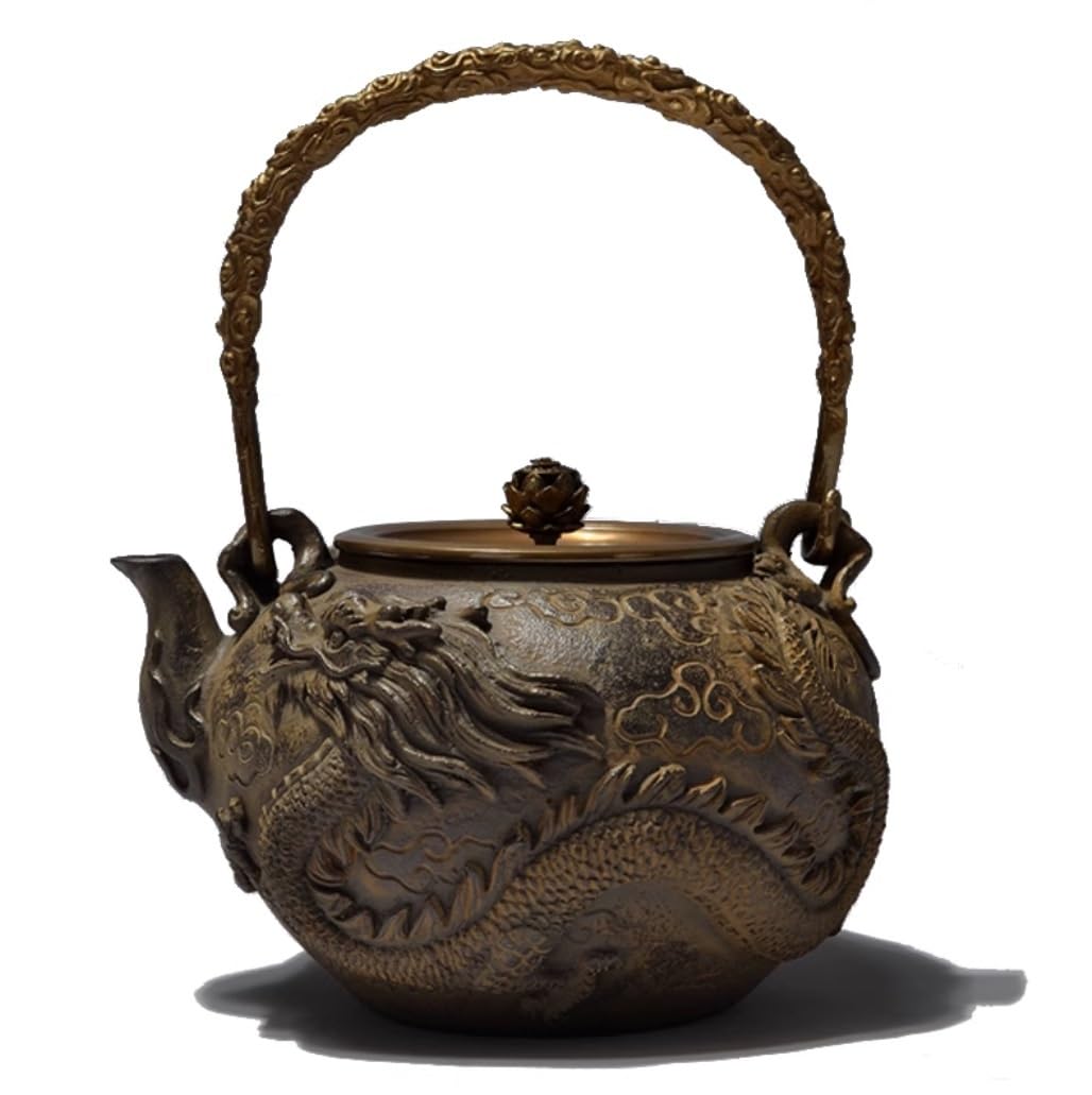 Habrur Theiere Fonte Théière Japonaise Théière en Fer 1200ML/1.2L Théière Bouilloire Théière en Fonte Faite À La Main pour La Cuisine À La Maison Théière en Fonte Theiere Japonaise