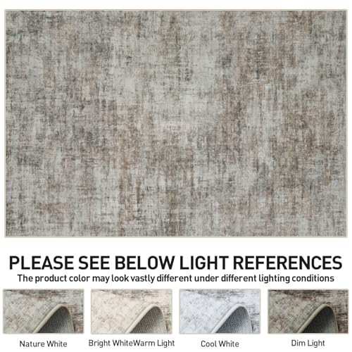 9x12 Area Rugs Washable Rug: Modern Abstract Living Room Rug Soft Anti-Skid Thin Carpet Indoor Floor Non-Shedding Carpets for Bedroom Dining Room Farmhouse Nursery Home Office Brown Black