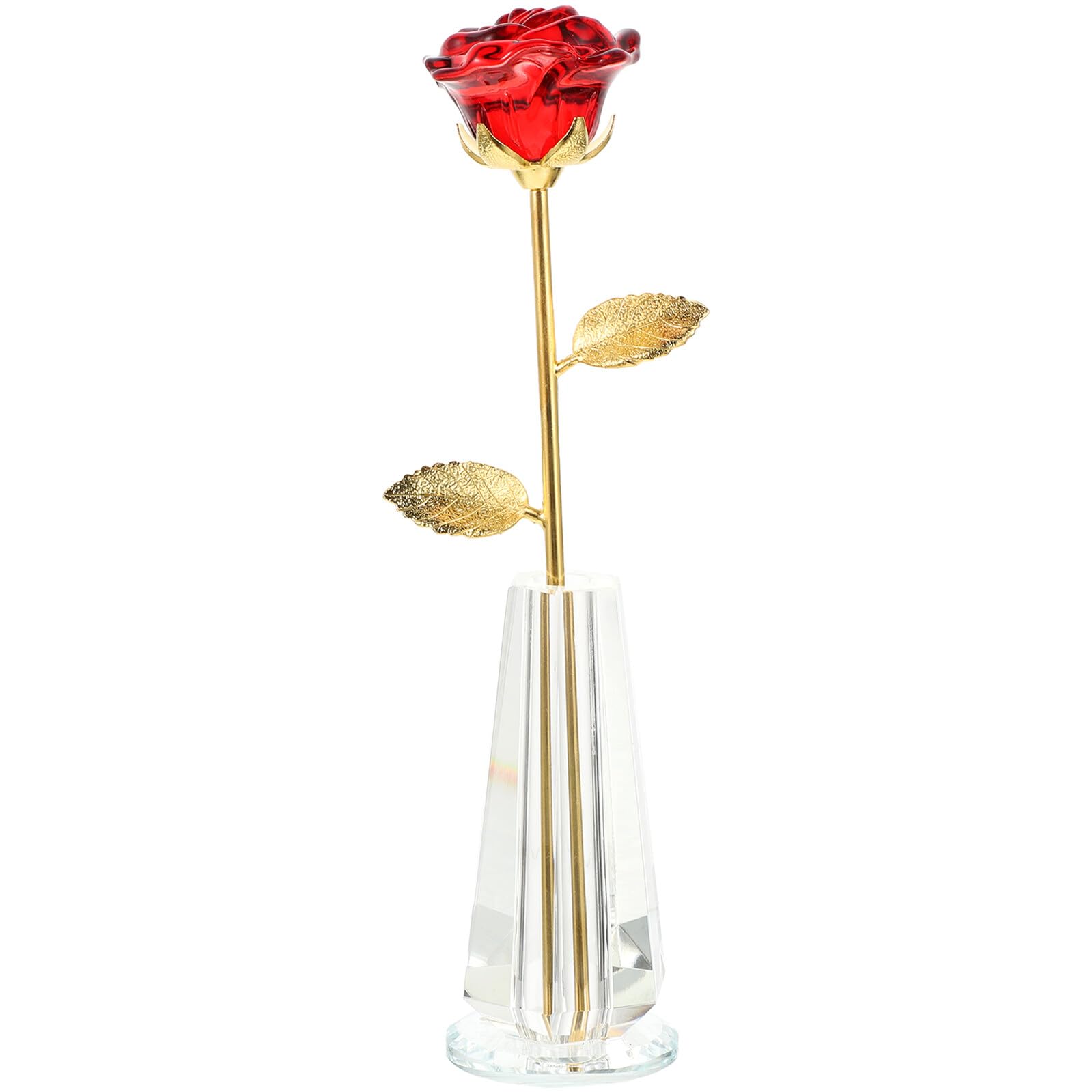 Decoración de Flores de Cristal Jarrón Pequeño para Centro de Mesa y Escritorio, Obsequio de San Valentín para, Adorno Artesanal Hogar