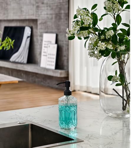 Image of JASAI 18Oz Clear Glass Soap Dispenser with Black Rust Proof Pump