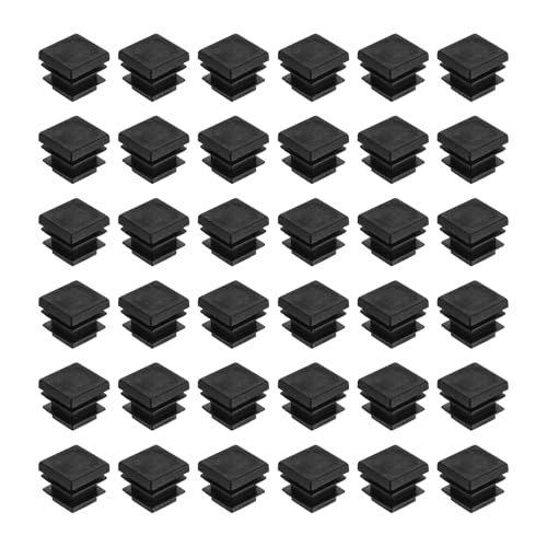 Image of uxcell 38Pcs Square Plastic Plugs, 16 x 16mm /0.63 x 0.63inch PE Pipe Tubing End Caps for 11-14mm /0.43-0.55inch Square Tube Furniture Chair Leg, Black