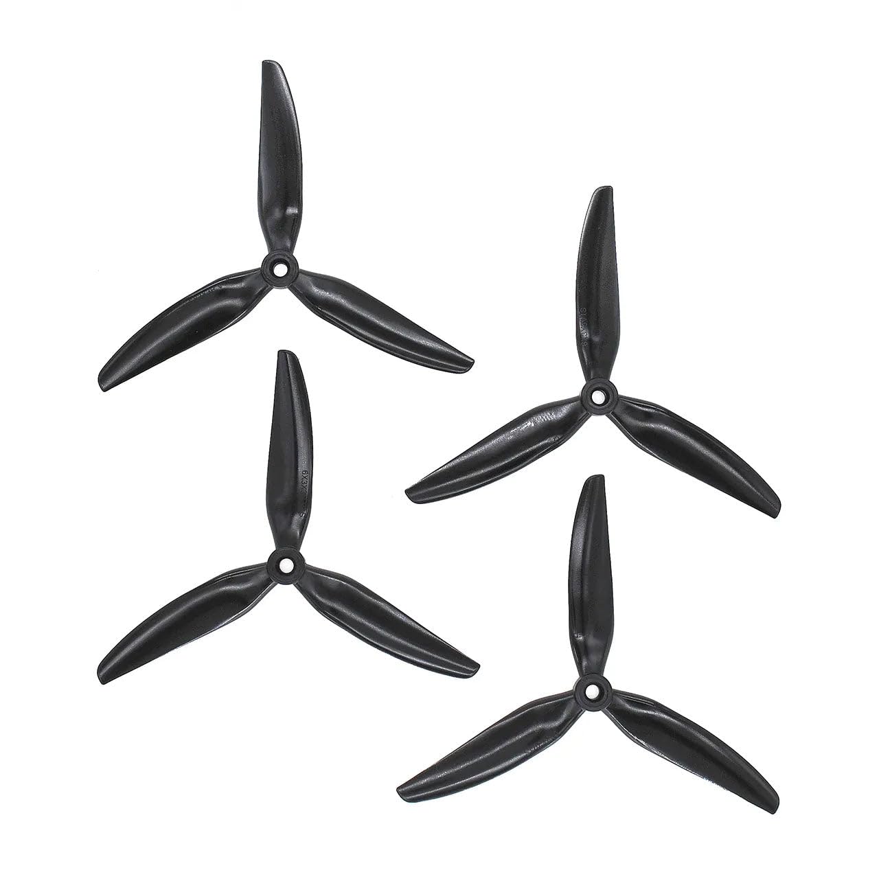 8pcs HQProp 6X3X3V1S 6030 6 Inch 3-Blade Propellers Set (4X CW / 4X CCW) Poly Carbonate (Black)
