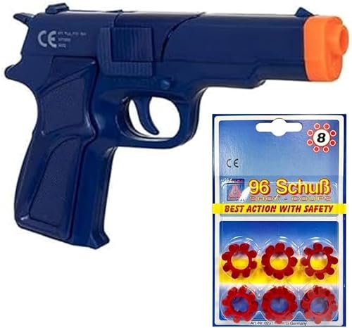 Concept4u SWAT Mission 8 Shot Cap Revolver with 8 Shot Ring Caps Disc Blue Plastic Toy Gun 96 Shots Pistol Refill Packs Ideal for Kids Children Pretend Police & Spy Playset