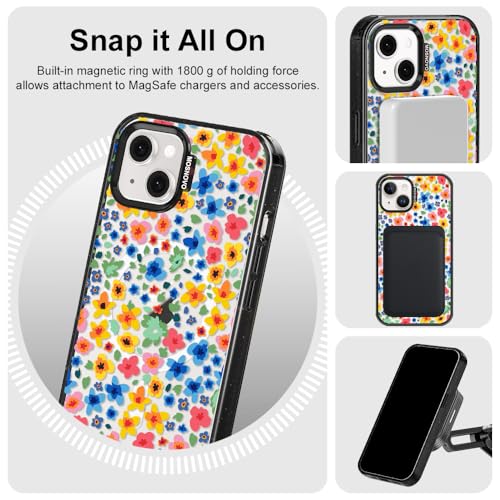 Coque antichoc iPhone 13 / iPhone 14 compatible MagSafe fleurie solide - 7