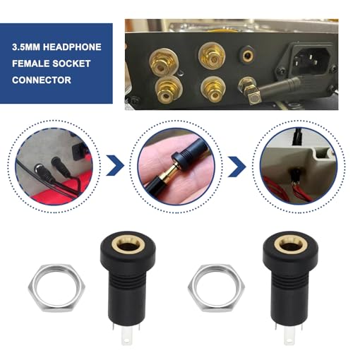 5 conector de audio jack estéreo de 3.5mm con tuerca miniatura 3