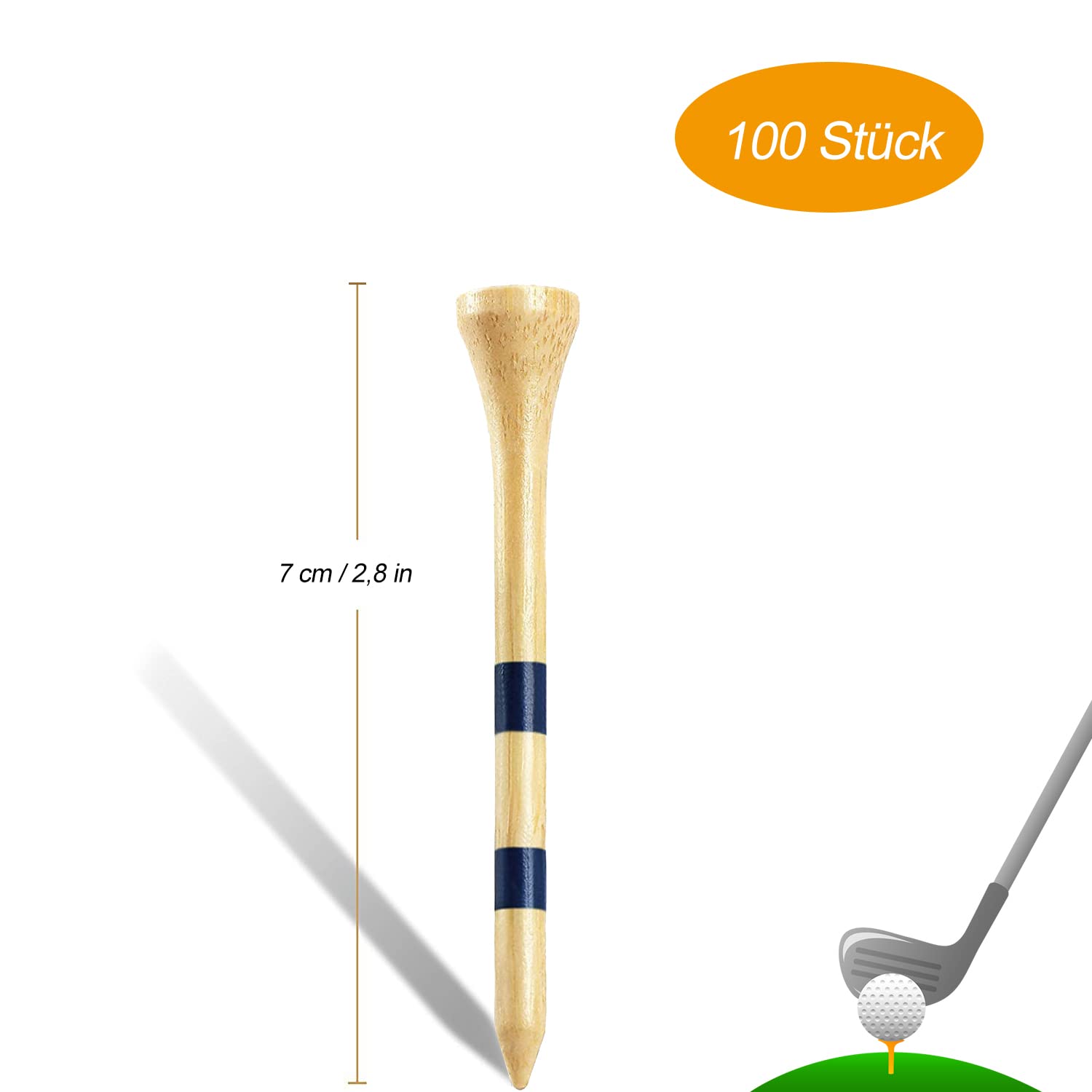 ACONDE Golf Tees - Té de golf de bambú, color amarillo