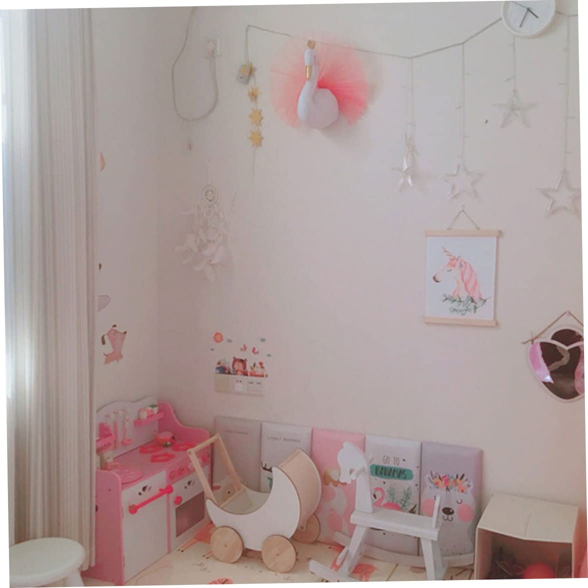 3D Krone Schwan Kopf Wandkunst Hängen, Schwan Dekorationen für Mädchen Wand Schlafzimmer, 3D Swan Wandkunst 3D Gaze gekleidet Gefüllte Tier Spielzeug Wandmontiert Für Kinderzimmer Dekoration 40x54cm