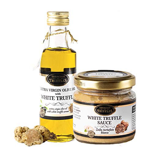 Huile D'Olive Vierge Extra Truffe Blanche White Truffle Extra Virgin Olive Oil 100ml Truffe blanche Tuber borchii Sauce Gourmet pour viande, pain grillé, risotto, sushi 80g