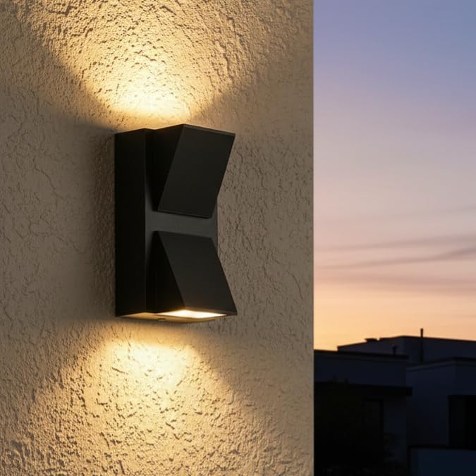 Image of Waterproof Up Down Led Wall Lamp,K Model Aluminium IP65 Body 1+1 Ray, Warm White, Indoor /Outdoor Decorative Wall Sconce Light (K-2)