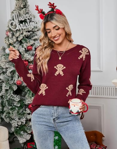 Image of Women's Pullover Sweaters Cute Multi-Hearts Knitted Casual Sweater