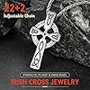 FaithHeart Stainless Steel Cross Necklace, Norse Viking Runes Pendant Antique Celtic Cross Jewellery, Religious Gifts for Women Men #5