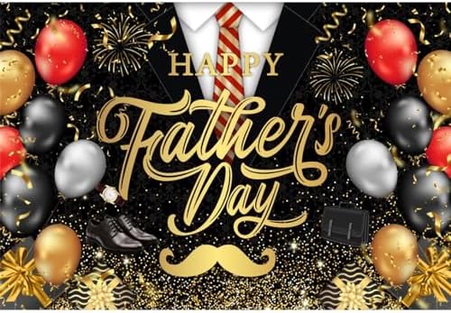 Happy Father's Day Photography Backdrop - 10x8ft Blue Shirt Tie Glitter Background