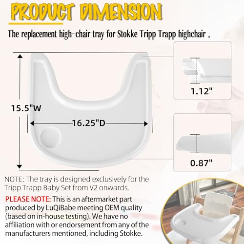 LuQiBabe Baby High Chair Tray Compatible with Stokke Tripp Trapp Chair with Cup Holder - Smooth Surface and Strong Suction - Made with Food-Safe Plastic (BPA BPS BPF Lead and Phthalate Free) - White
