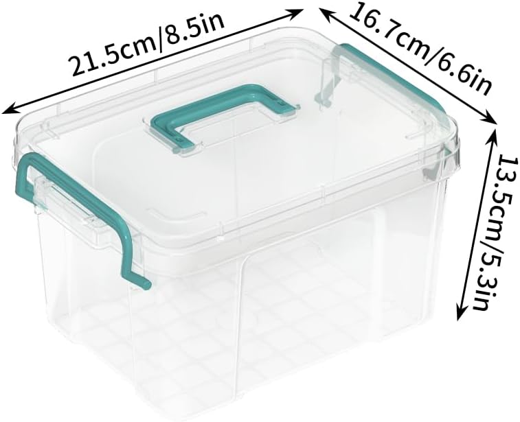 Miniatura 2 de Paquete de 7 contenedores de almacenamiento pequeños de plástico, caja apilable con tapas, con asa, recipiente de plástico transparente para