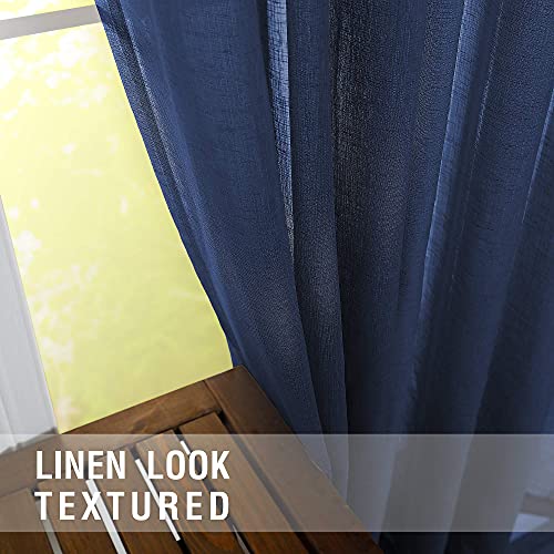 Image of KOUFALL Short Curtains for Bathroom Window,Sheer Cafe Curtains for Kitchen 36 Inch Length,Navy Blue