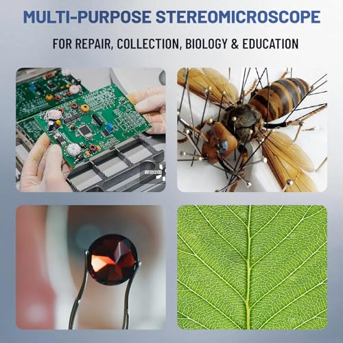 Image of Professional Trinocular Stereo Zoom Microscope,with 56-Bulb LED Ring Light,6X-45X Magnification,WF10X Eyepieces,0.6X-4.5X Zoom Objective, 0.5X CTV Trinocular High Definition Adapter