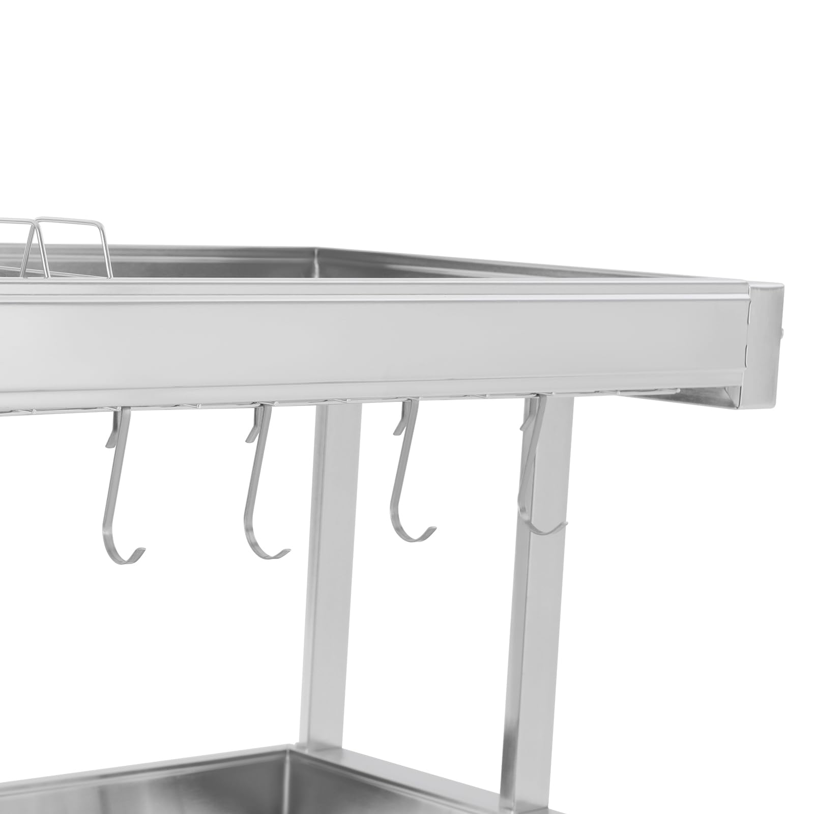 Abtropfgestell Geschirr 29 * 78cm 2-stöckiges Geschirrabtropfgestell über der Spüle Geschirr Abtropfständer Edelstahl mit Essstäbchenkorb Sanitärwarenkorb Messerhalter & 6* Haken