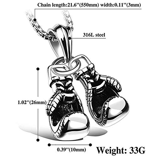 Joygulls Men Necklace 316L Punk Stainless Steel Boxing Gloves Chain Pendant Necklace3