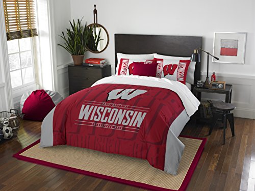 Northwest NCAA Wisconsin Badgers Unisex-Adult Comforter and Sham Set, Full/Queen, Modern Take