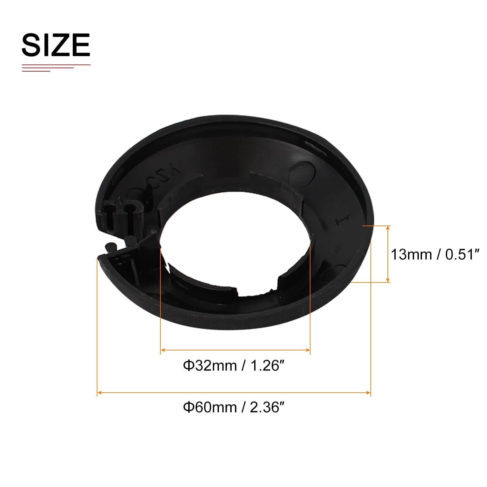 DTGN 60x13mm(DxT) Pipe Cover Decoration - 4Pack - Good for Bathroom Kitchen 32mm Dia Pipe - PP Plastic Escutcheon - Black - Image 2